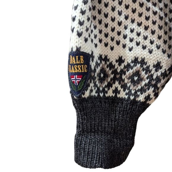 Vintage Dale of Norway Gray and Cream/Off-White Wool Nordic Cardigan Sweater NWT - Picture 4 of 6